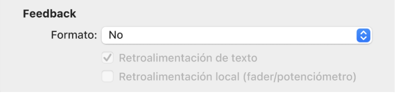 Ilustración. Parámetros de Feedback en la vista avanzada.
