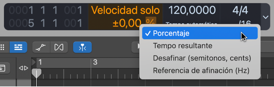 Ilustración. Se muestra la unidad de medida en la parte inferior de la visualización de velocidad variable.