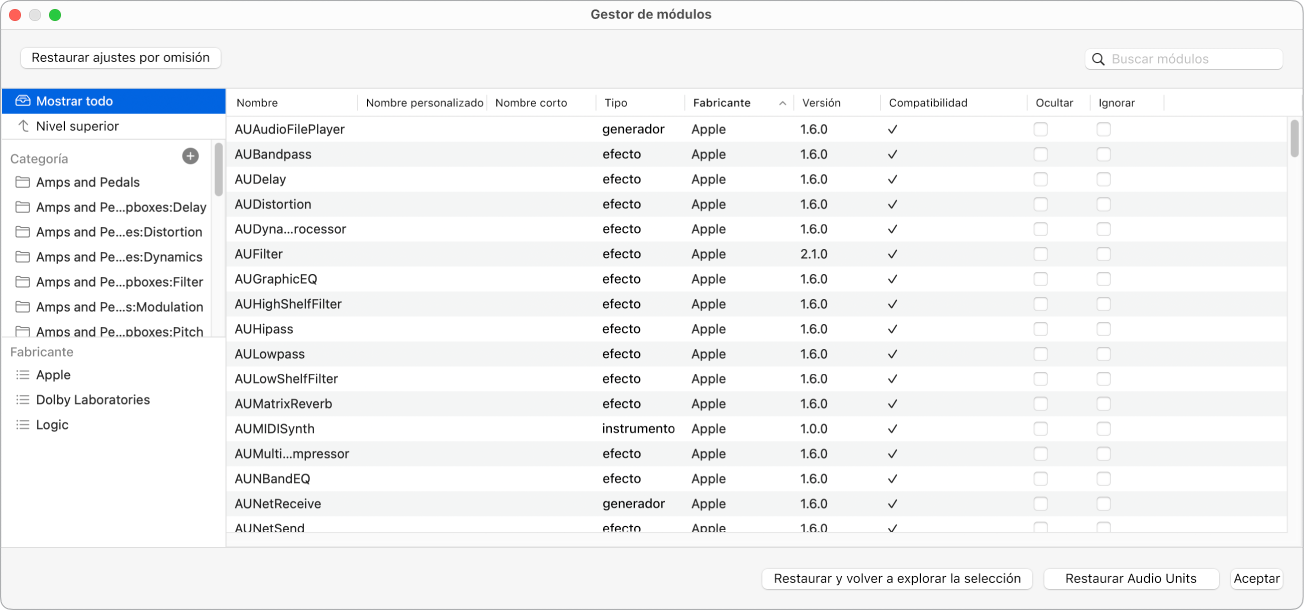 Ilustración. Ventana del gestor de módulos.