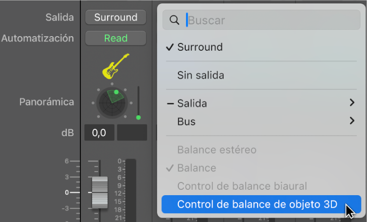 Ilustración. El control panorámico de objeto 3D” en la ranura de salida.