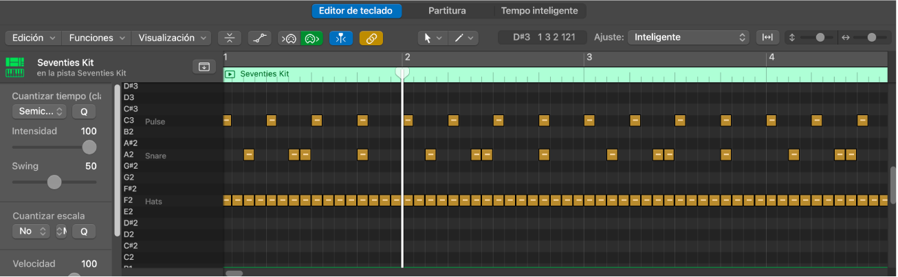 Ilustración. Ventana del editor de teclado, que muestra nombres de etiquetas de tecla.