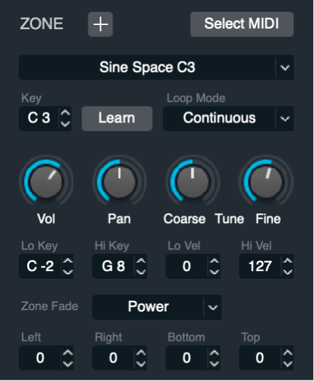 Ilustración. Parámetros de zona en la ventana de edición de orígenes Main.