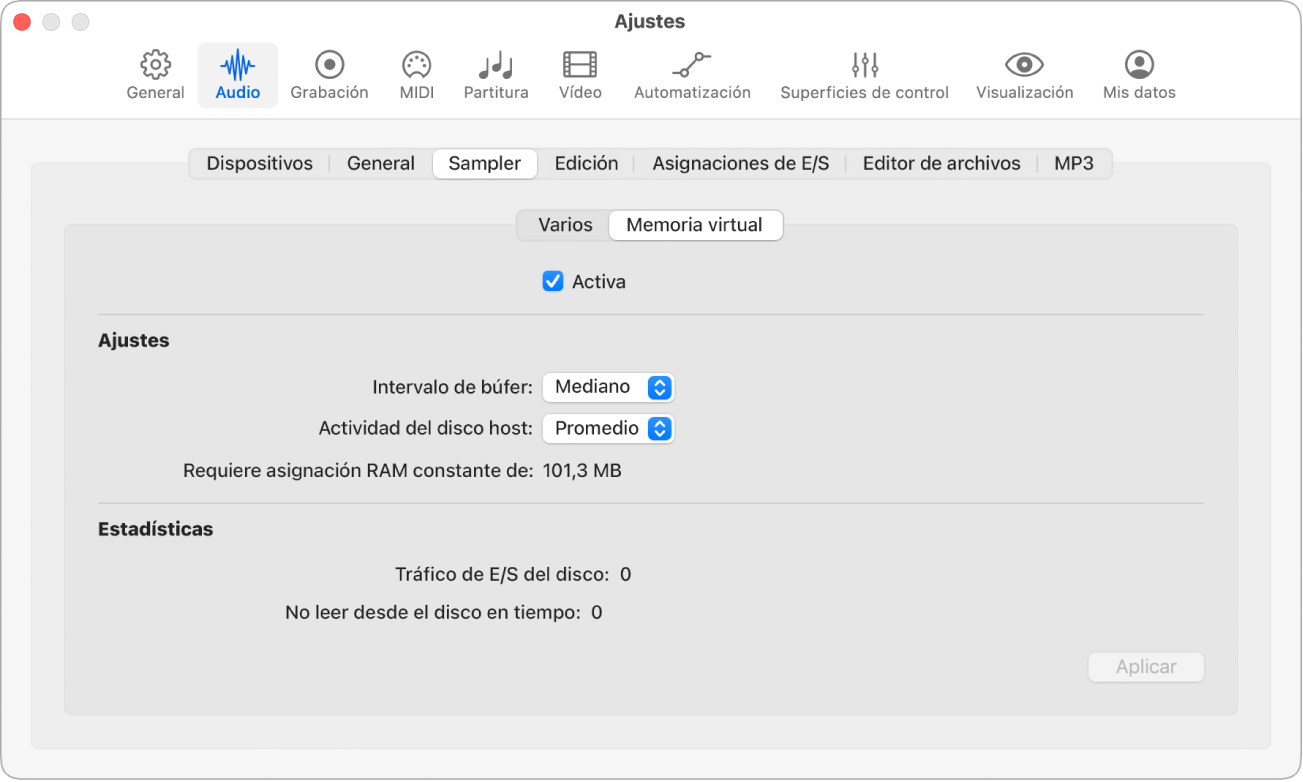 Ilustración. Ajustes de memoria virtual.