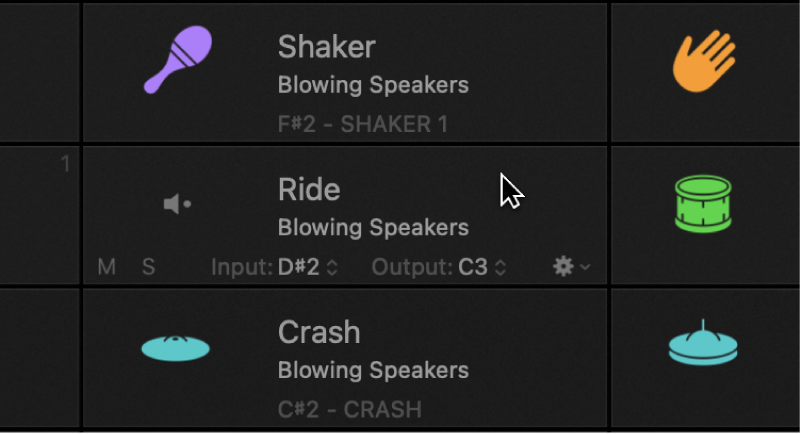図。パッドが1つ選択されているDrum Machine Designer。パッドのパラメータが表示されています。