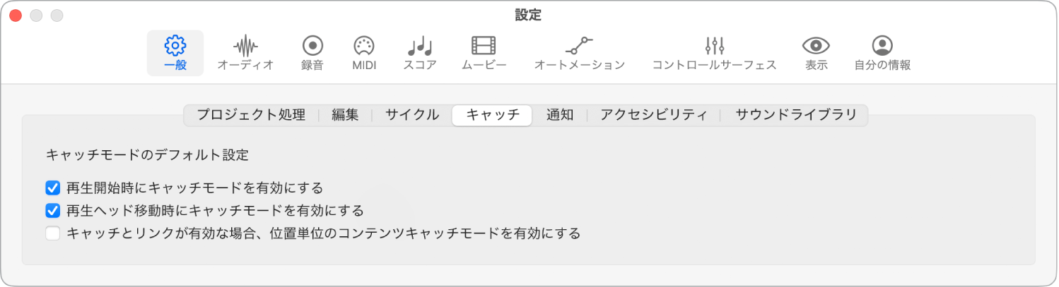 図。「キャッチ」設定。
