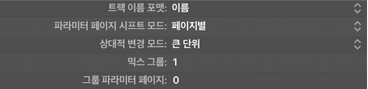 그림. 컨트롤 서피스 그룹 기타 파라미터 사진.