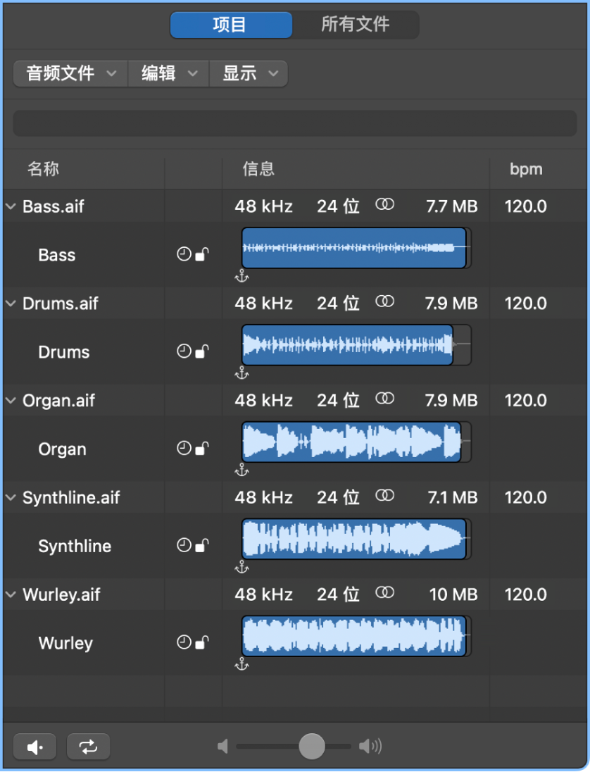 图。项目音频浏览器。