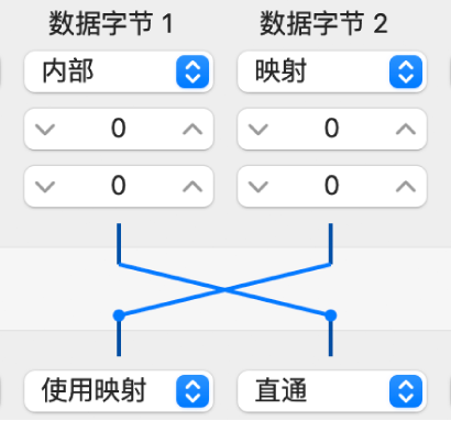 图。指向选择条件区域和操作区域之间的线上的点。