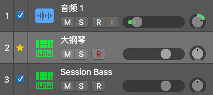 图。与音乐律动轨道匹配的轨道的复选框。
