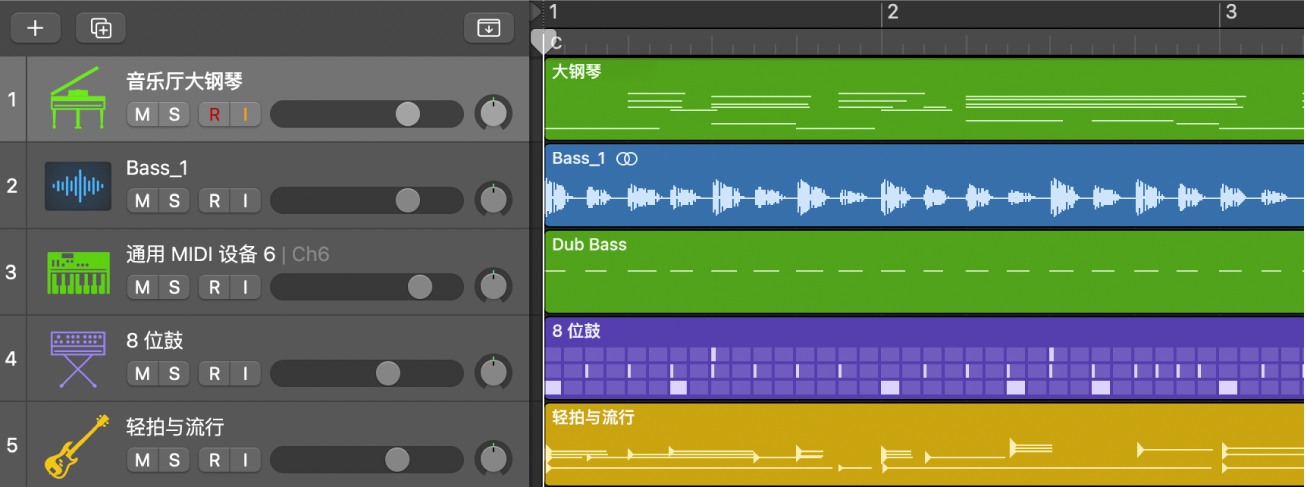 图。显示不同轨道类型的轨道区域