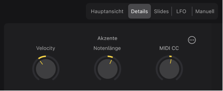 Abbildung. Akzenteinstellungen für den Stil „Sequenced Bass“.