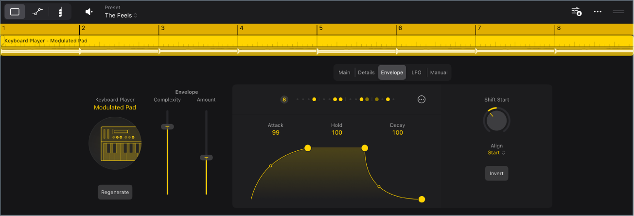 Figure. Synth Keyboard Player settings in the Session Player Editor.