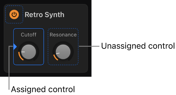 Figure. Outlines around an assigned control and an unassigned control.