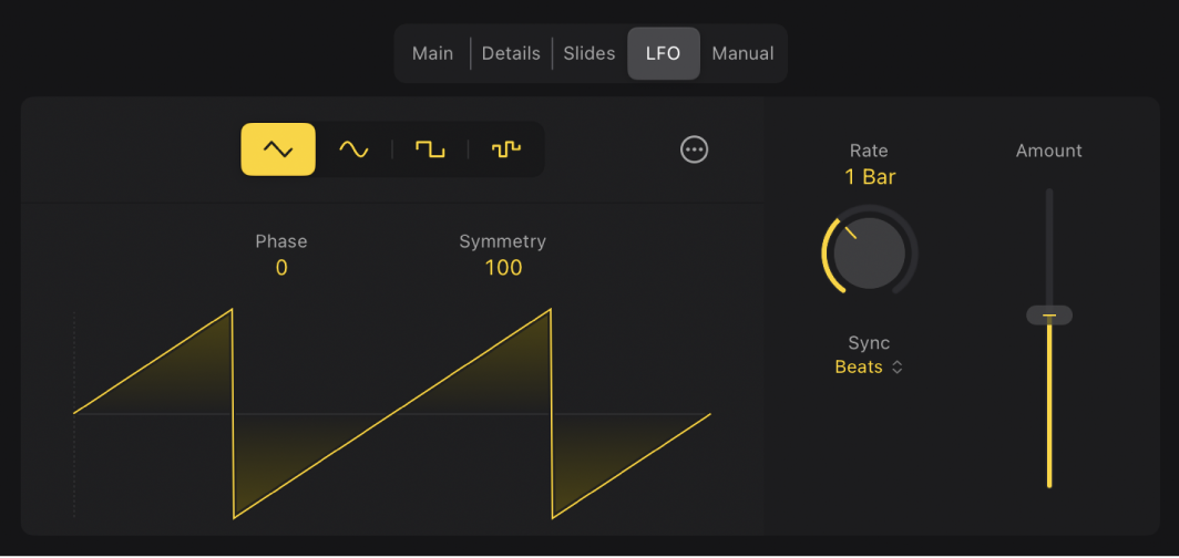 Figure. LFO settings in the Session Player Editor.