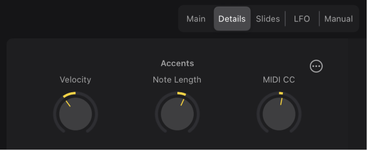 Figure. Accent settings for the Sequenced Bass style.