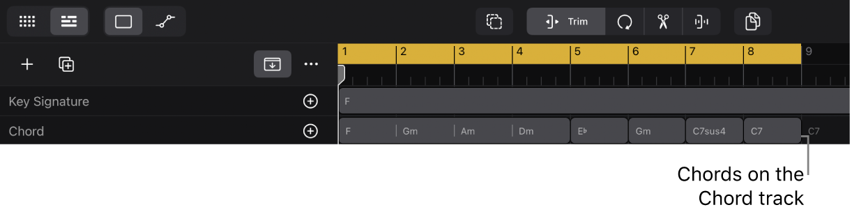 Figure. Chords on the Chord track.
