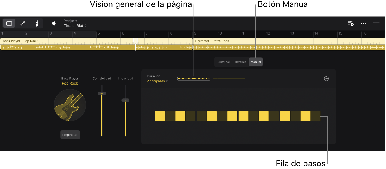 Ilustración. Visualización manual del editor de Session Player.