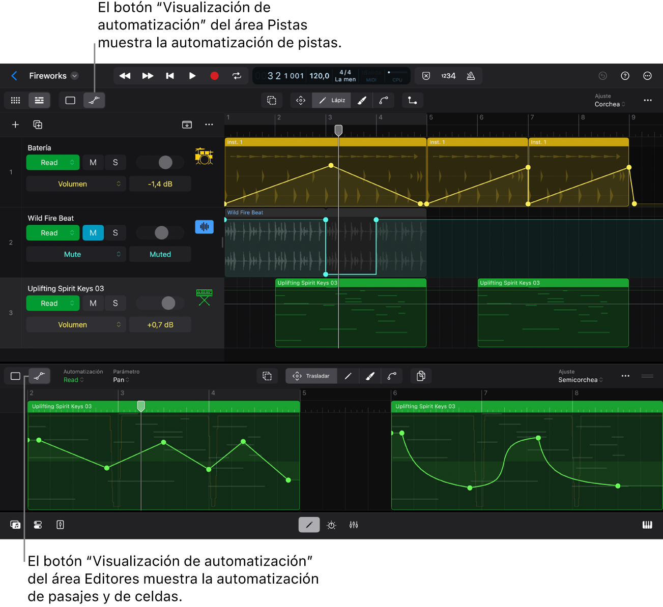 Ilustración. Botones de la visualización de automatización.