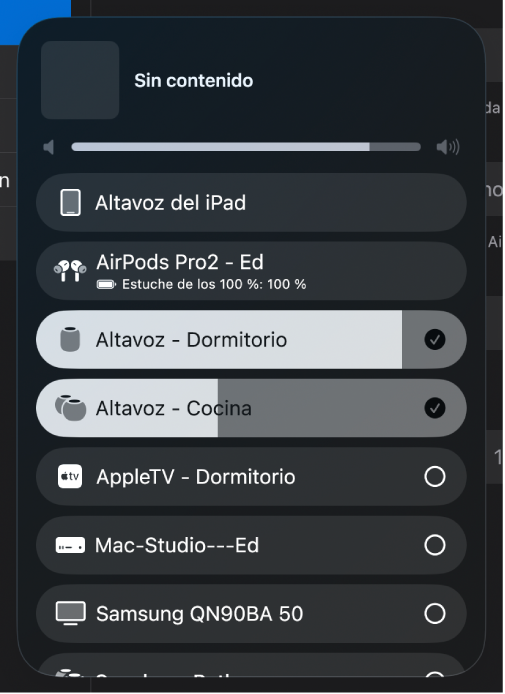 Ilustración. Cuadro de diálogo de AirPlay.
