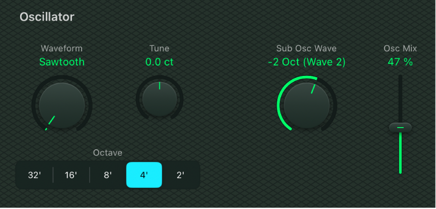 Figure. Paramètres d’oscillateur.