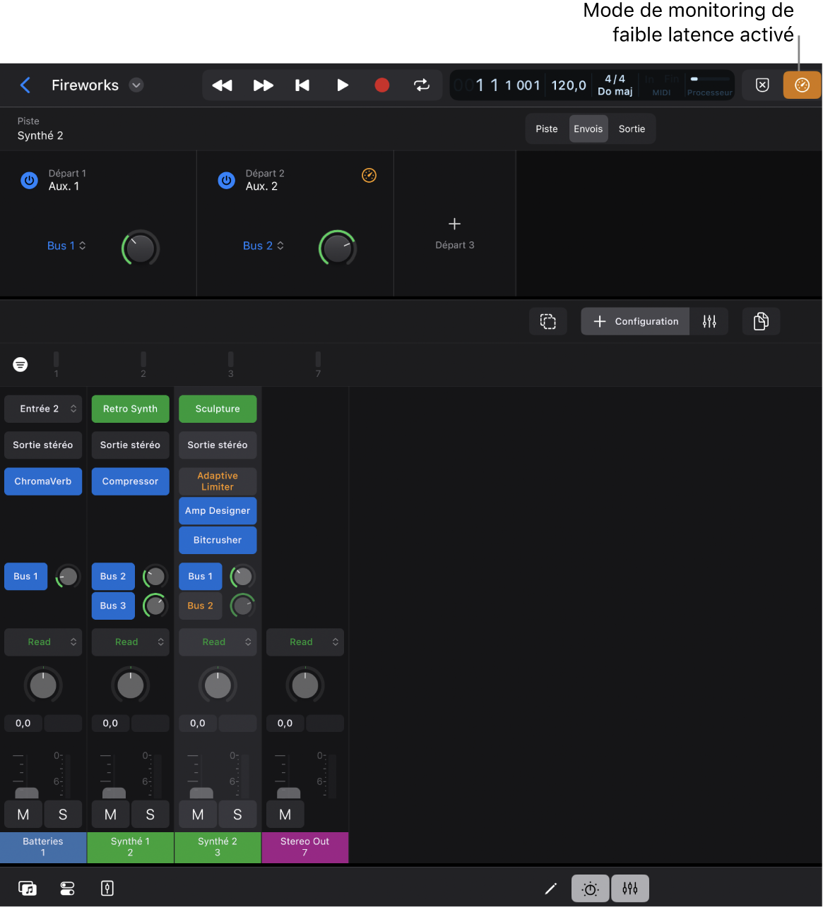 Figure. Mode Monitoring de faible latence activé.