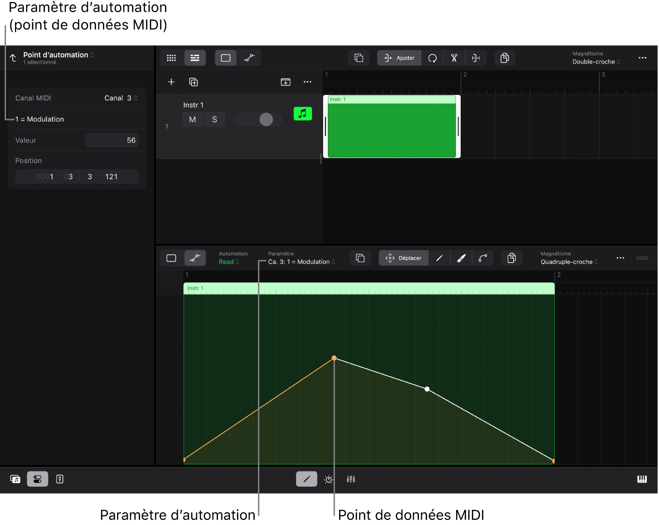 Figure. Paramètres de l’inspecteur de point d’automation.