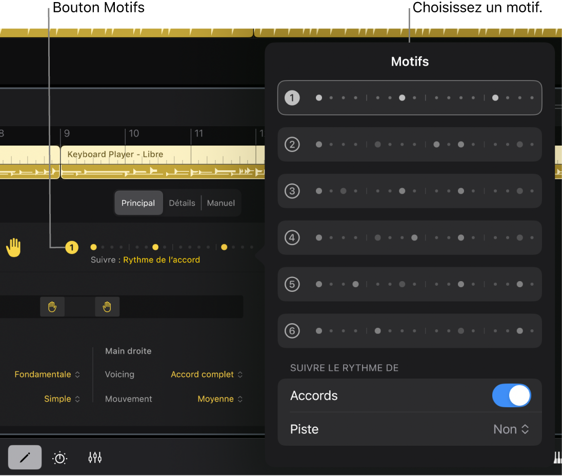 Figure. La zone de dialogue Motifs.
