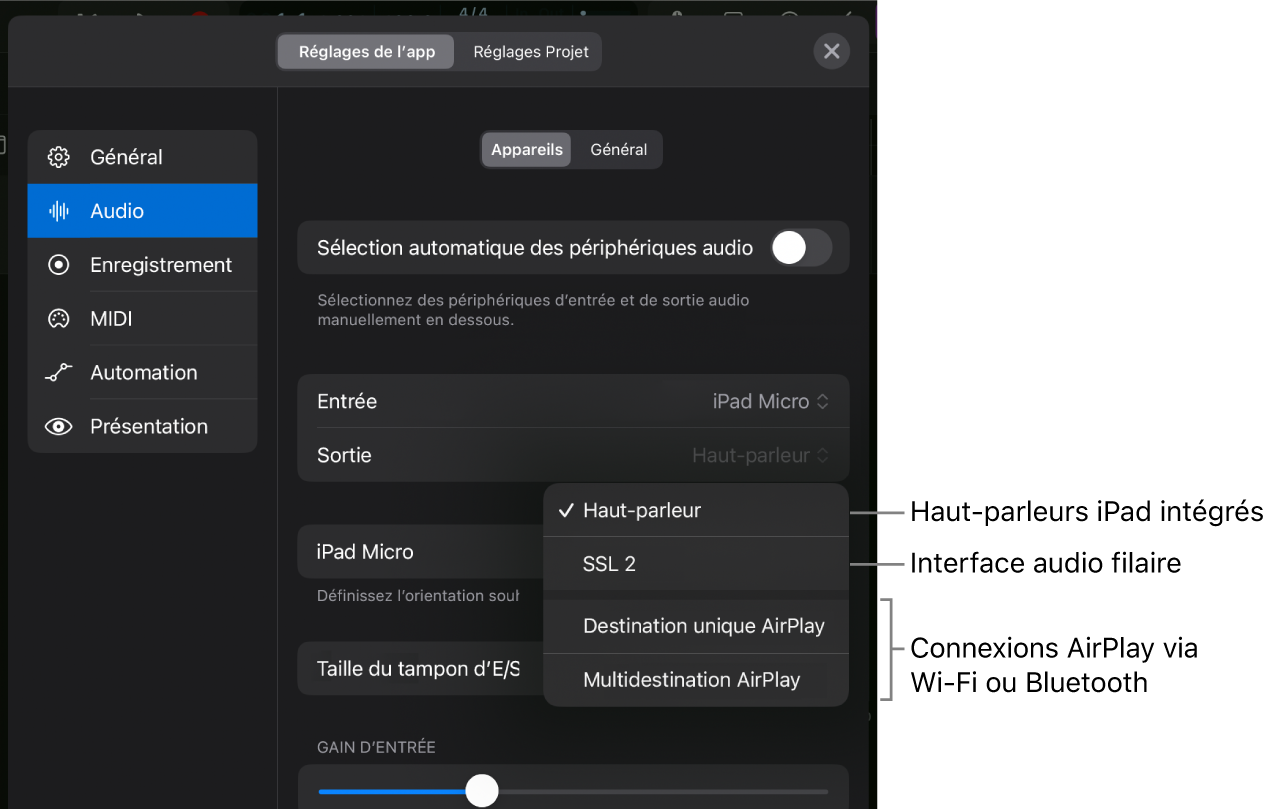 Figure. Zone de dialogue AirPlay.