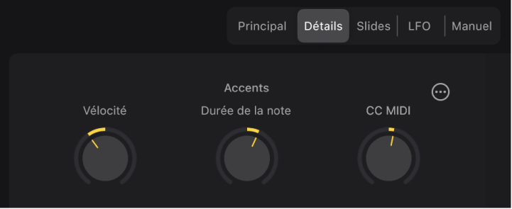 Figure. Réglages d’accent pour le style Basse séquentielle.