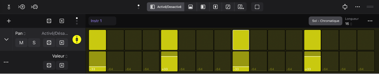Figure. Automation dans le séquenceur pas à pas.