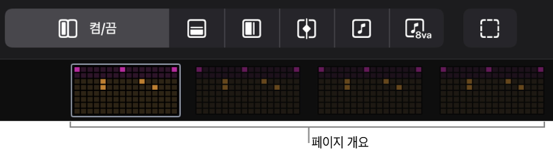 그림. 스텝 시퀀서의 페이지 개요.