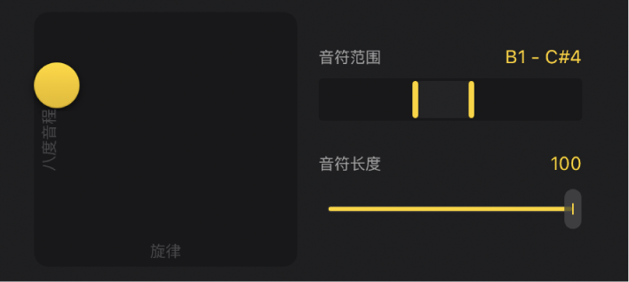 图。合成器贝斯手的 XY 鼓垫和附加音符设置。