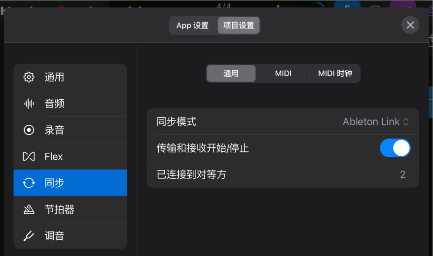 通用“同步”项目设置。