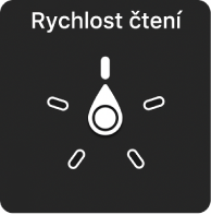 Ovladač rotoru s ukazatelem směřujícím na volbu Rychlost řeči