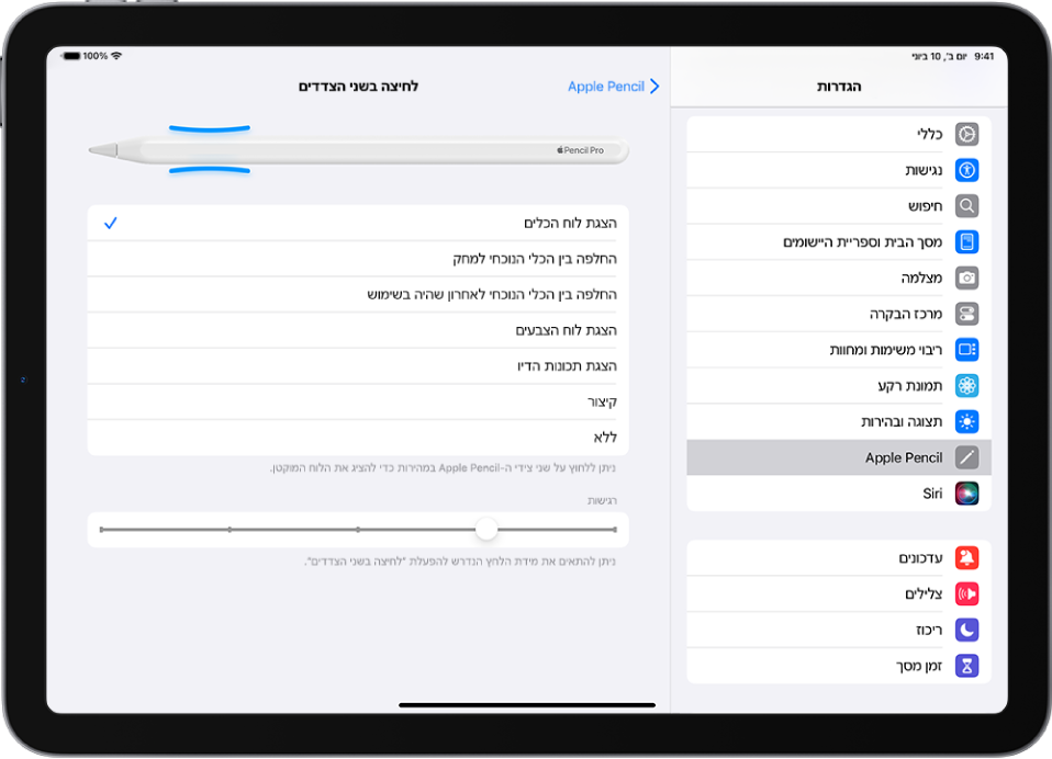 המסך לבחירת הפעולה עבור הגדרת המעיכה.