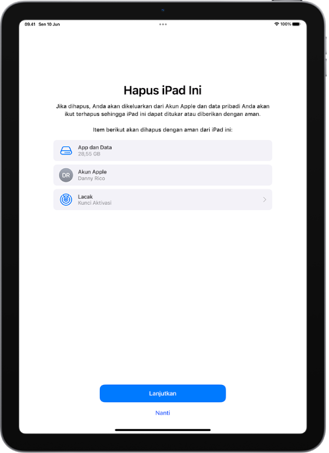 Layar Hapus iPad Ini.