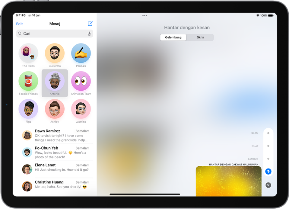 Pratonton mesej dengan kesan Dakwat Halimunan.