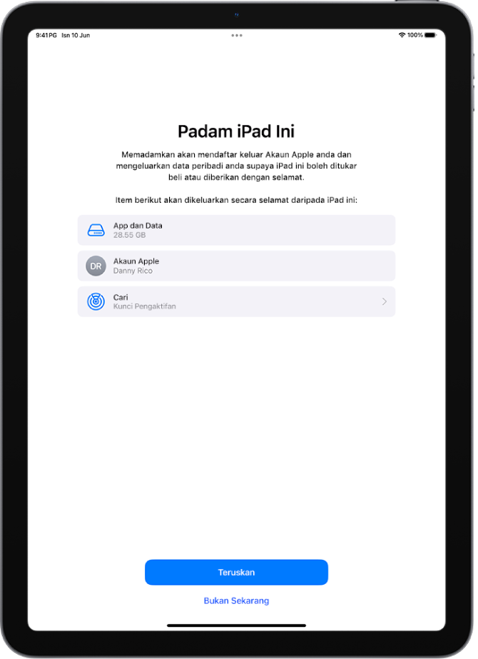 Skrin Padam iPad Ini.