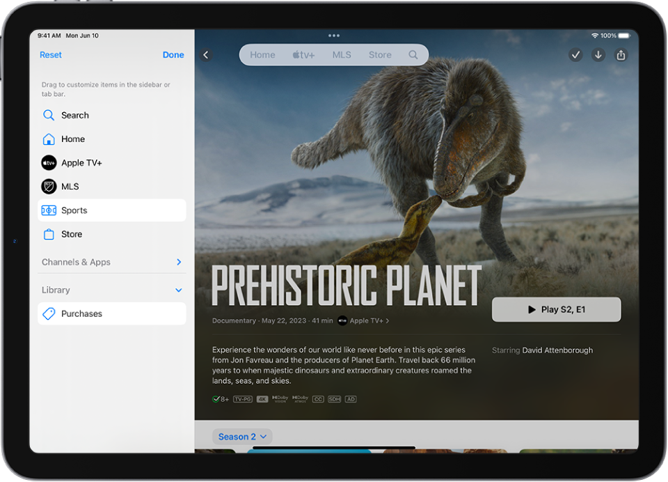 iPad ਸਕਰੀਨ ਦੇ ਸਿਖਰ ’ਤੇ ਟੈਬ ਬਾਰ ਵਿੱਚ ਸੋਧ ਕਰਨ ਦੇ ਵਿਕਲਪ ਦਿਖਾਏ ਗਏ ਹਨ।