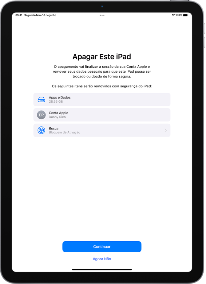 A tela Apagar Este iPad.