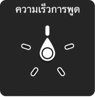 ตัวควบคุมตัวหมุนที่มีปุ่มหมุนชี้ไปที่การตั้งค่าความเร็วการอ่านออกเสียง