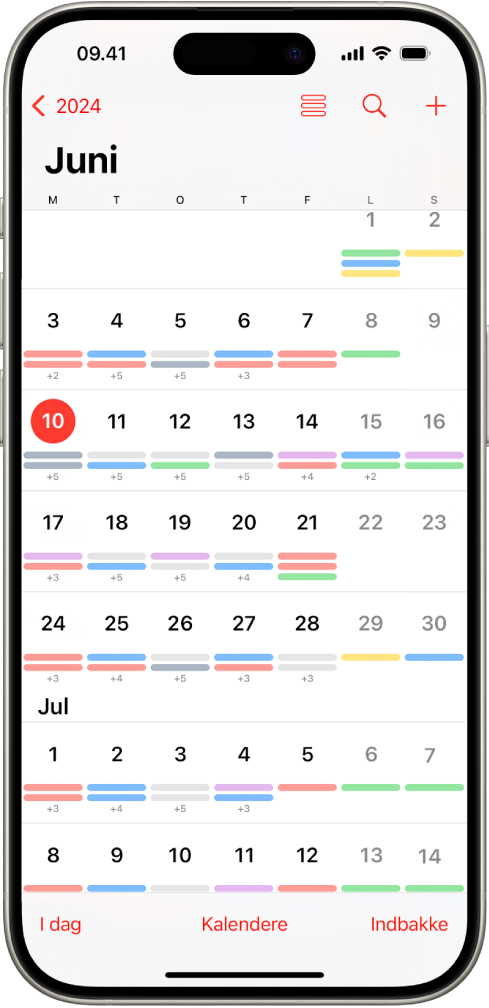 Månedsoversigten i appen Kalender.