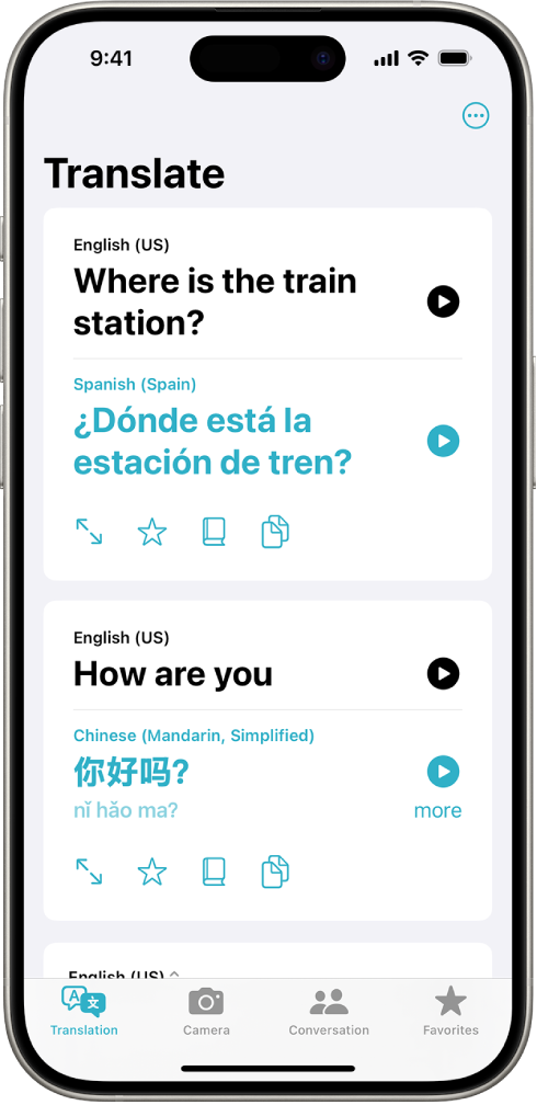 Cilne Translation, kurā frāzes ir iztulkotas no angļu valodas spāņu valodā un no angļu valodas mandarīnu valodā.