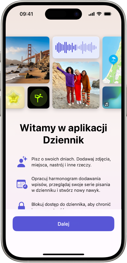 Ekran powitalny aplikacji Dziennik.