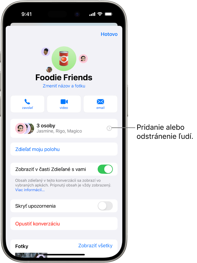 Podrobnosťami skupinovej konverzácie.