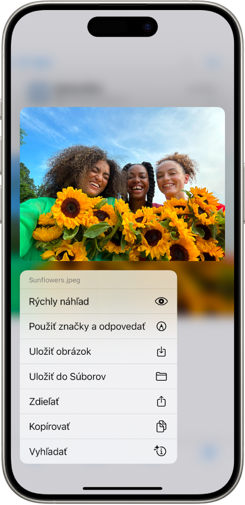 Po výbere prílohy emailu sa zobrazí zoznam možných akcií