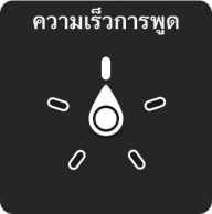 ตัวควบคุมตัวหมุนที่มีปุ่มหมุนชี้ไปที่การตั้งค่าความเร็วการอ่านออกเสียง