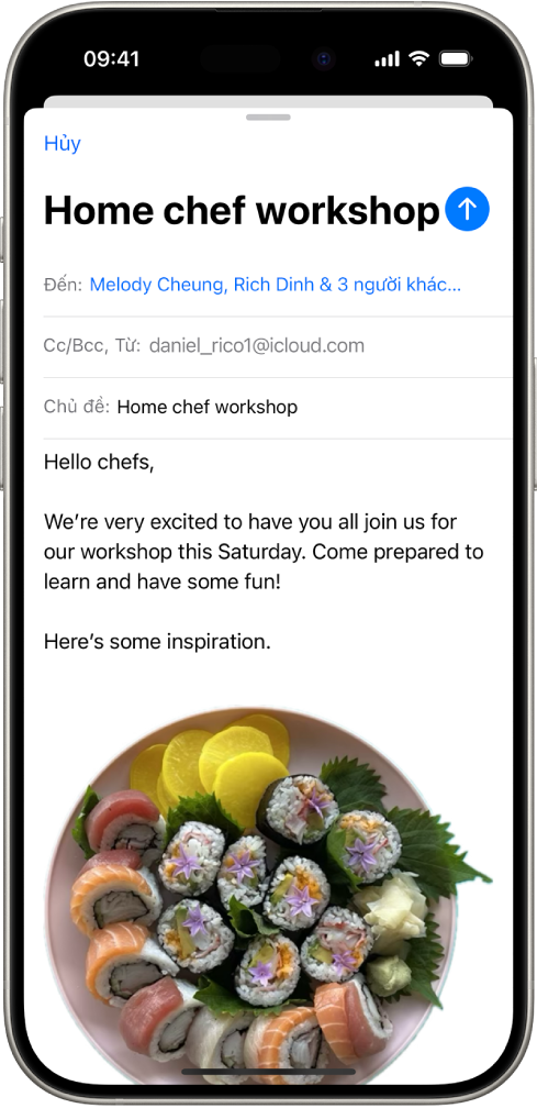 Một email nháp đang được soạn.