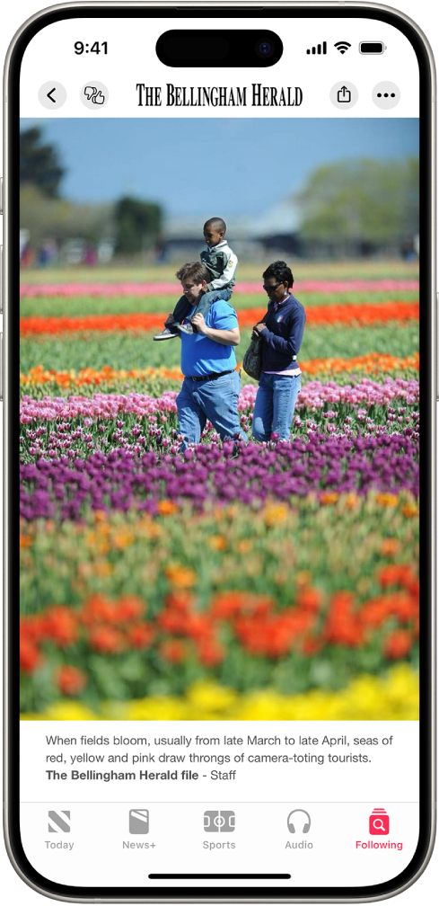 News App 中的新聞報道。在底部的分頁中,已選取「今日」。