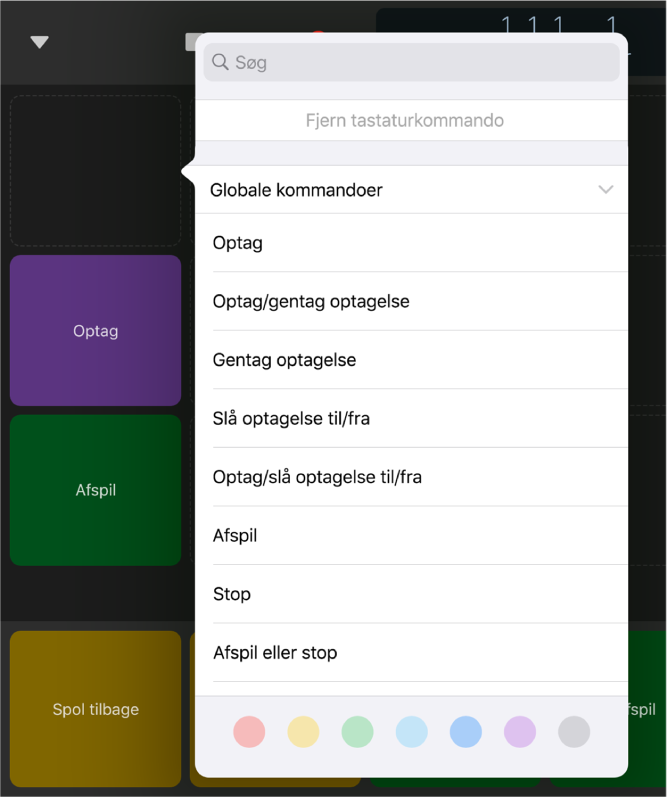 Figur. Lokalmenuen Tastaturkommandoer.